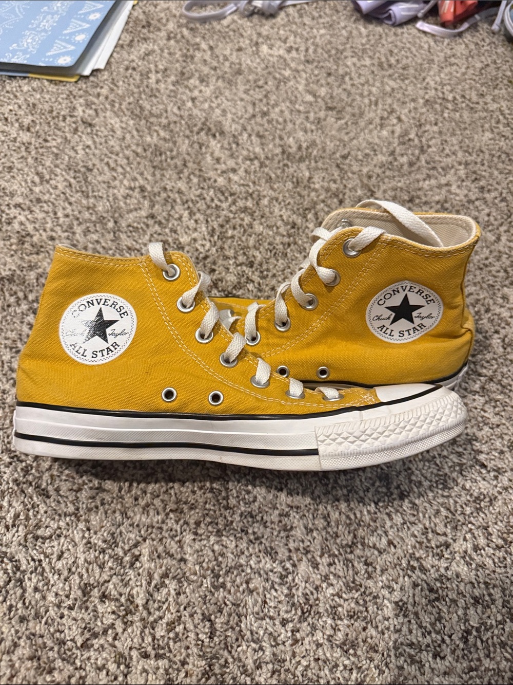 Converse Mustard Yellow High-Top All Star Sneakers M 6 W 8
